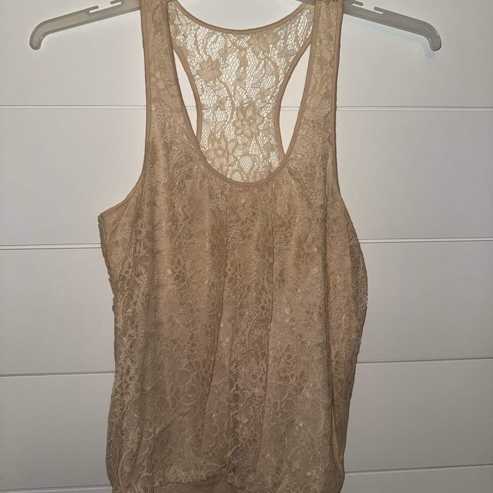 Express Tan Lace Tank Top